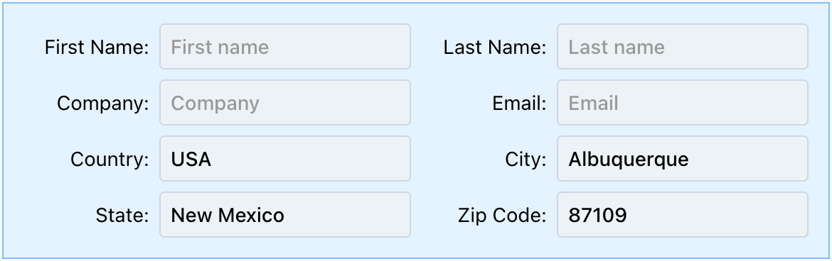 Narrow form layout