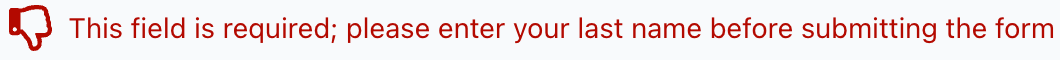 Error message with a thumbs-down icon