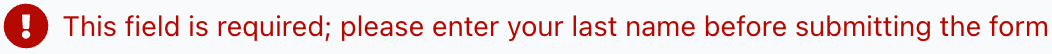 Error message with an exclamation circle icon