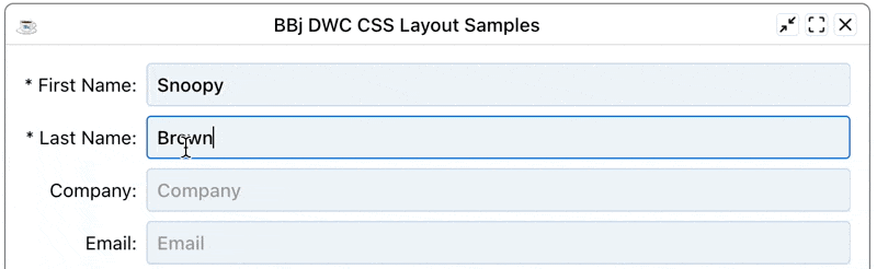 Inline validation message shifting the next field down when the last name is cleared
