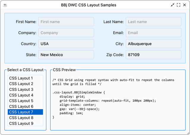 Flow Layouts and CSS for Responsive Design | BBj DWC Training