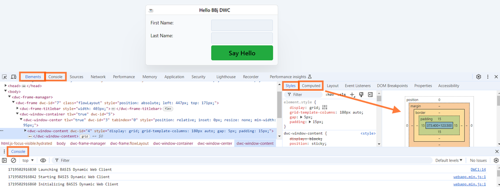 Introduction to the Browser's Developer Tools | BBj DWC Training